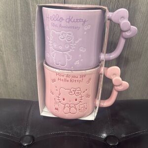 New Blue Sky Clayworks + Hello Kitty 2 Piece 50th Anniversary Coffee Mug Set